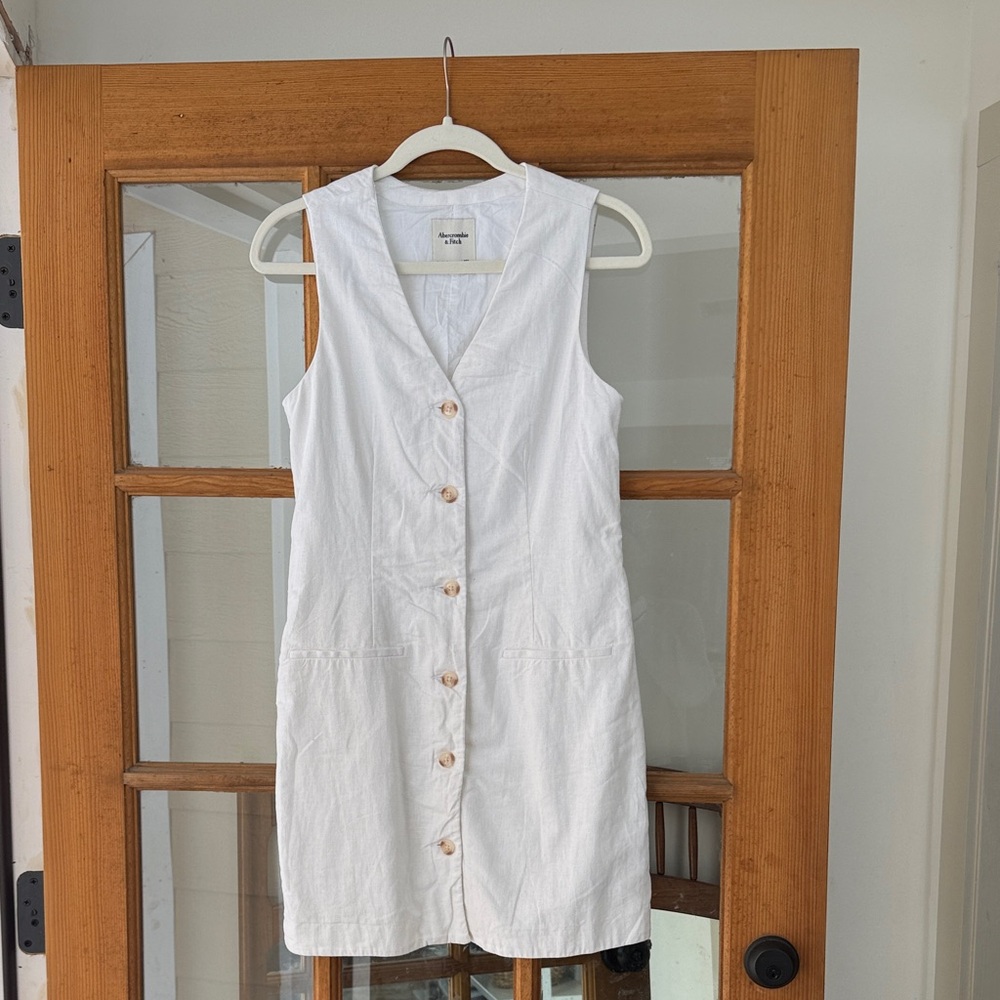 Abercrombie & Fitch White Button-Front Mini Dress